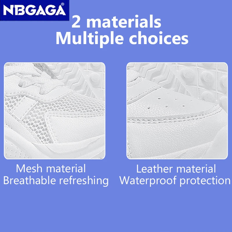 White Children's Leather Casual Shoes For Boy Girls Outdoor Running Sneakers Breathable Mesh Kids School Walking Sport Non Slip